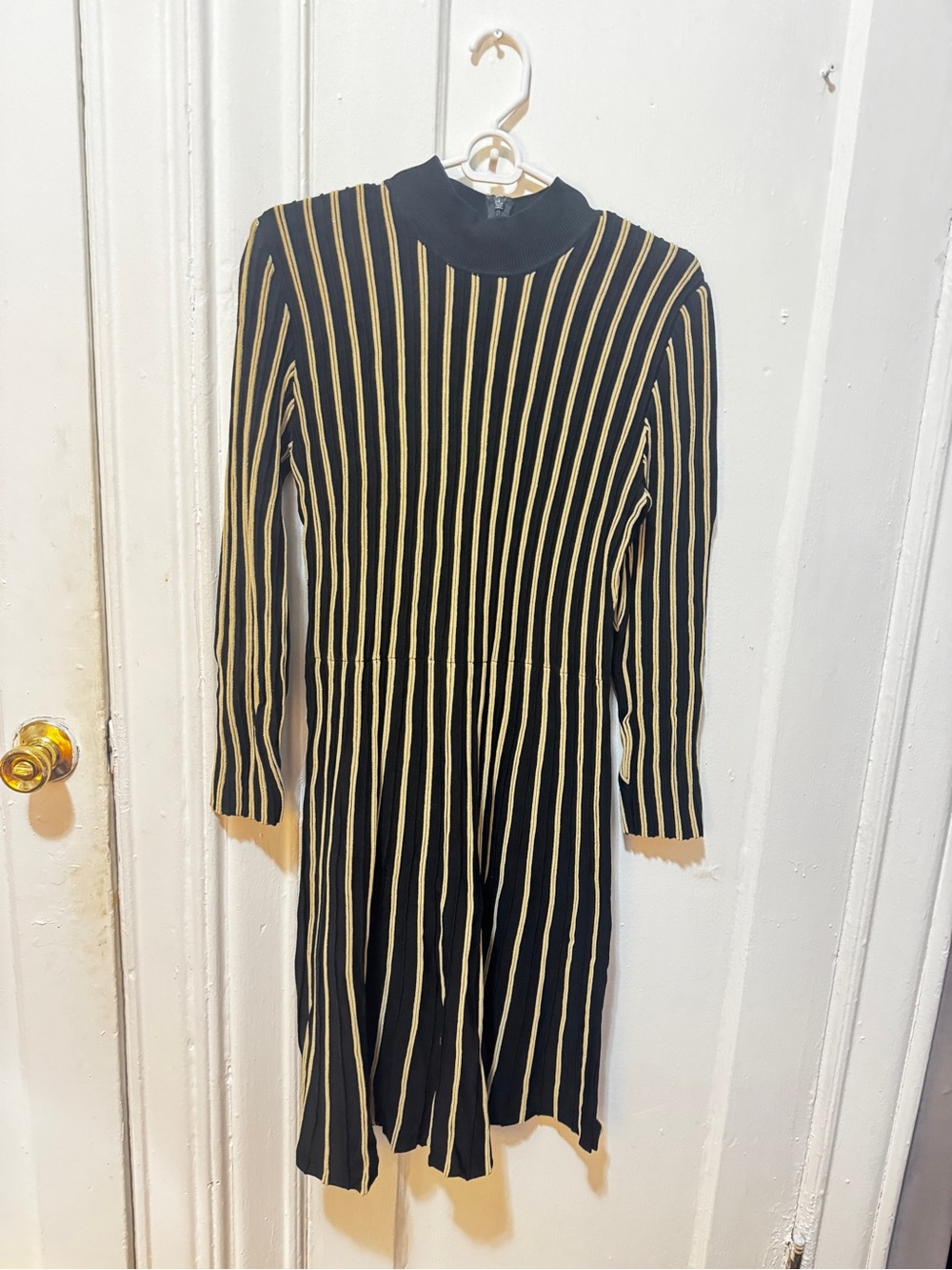RACHEL Rachel Roy Black Dress with Gold Vertical Stripes